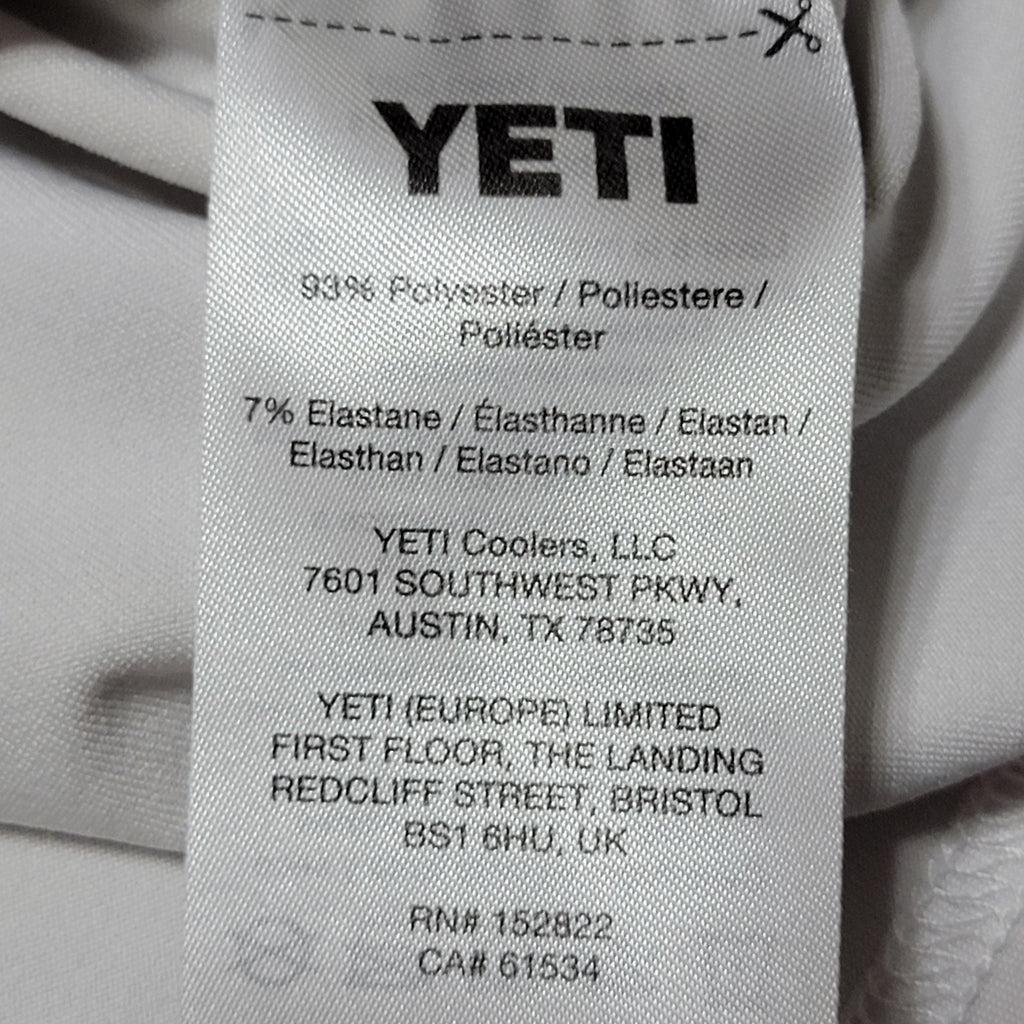 Yeti LS White Hooded Unisex Sunshirt - Size Large