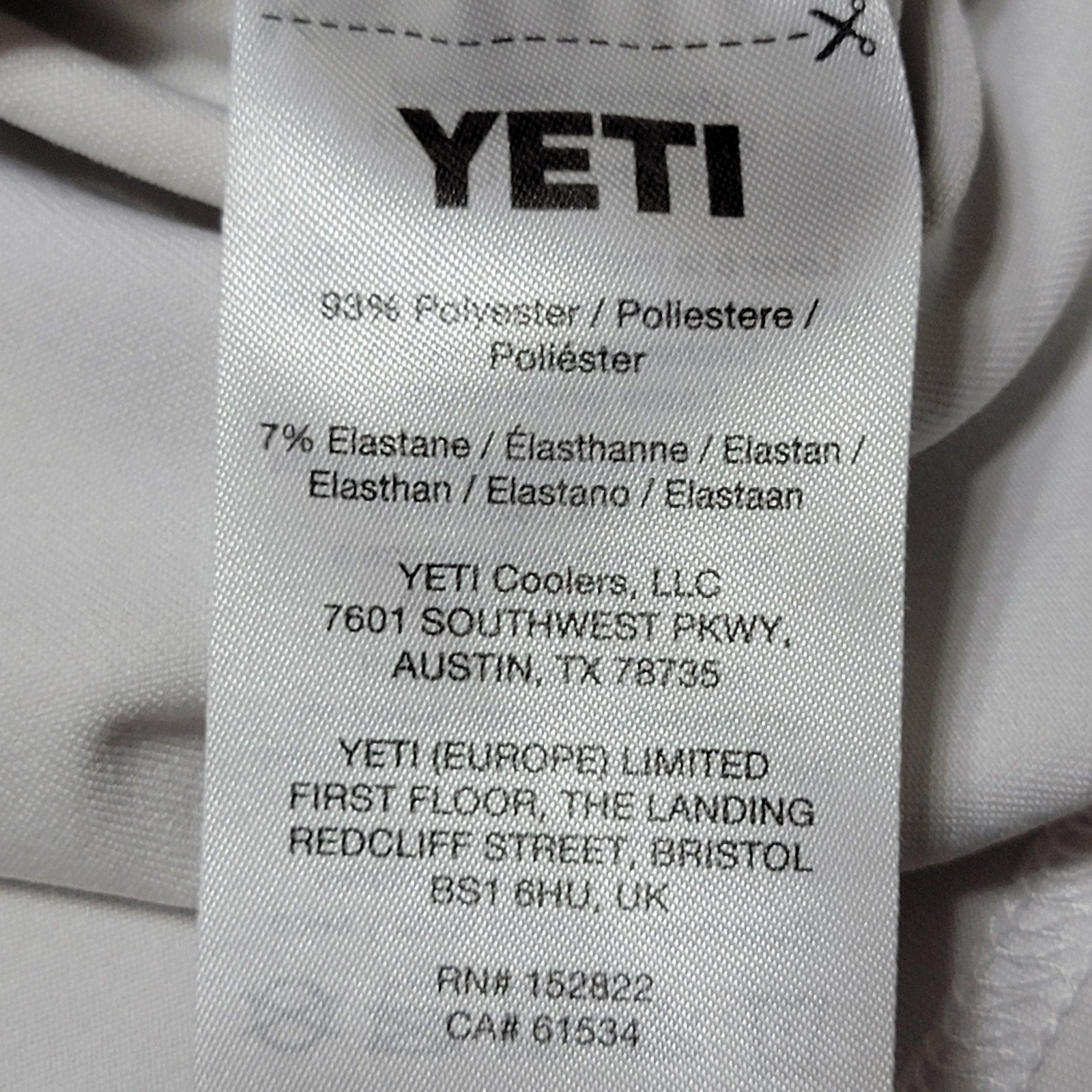 Yeti LS White Hooded Unisex Sunshirt - Size Large