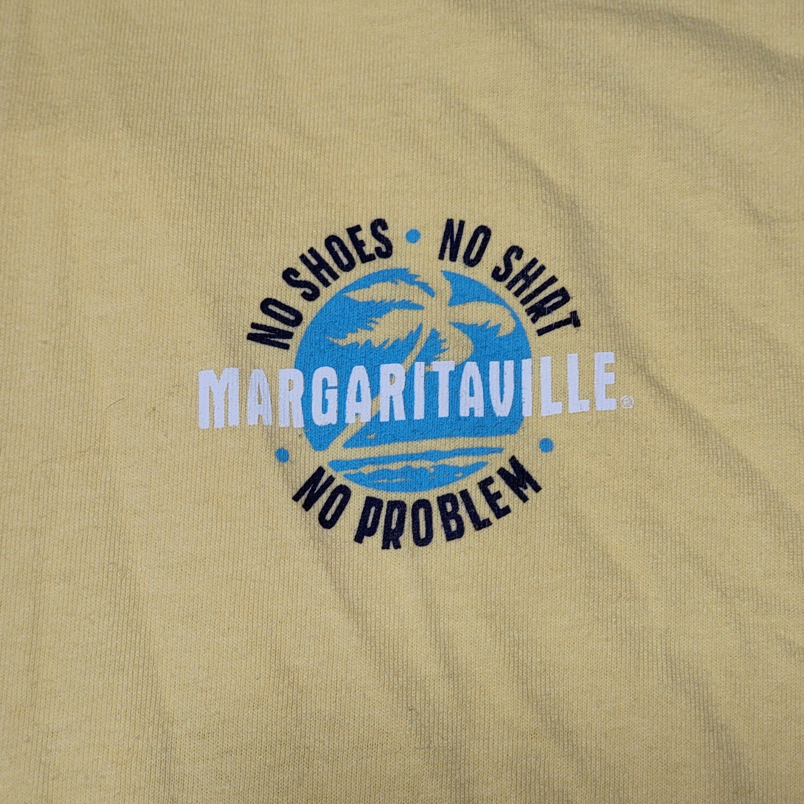 Margaritaville Destin Yellow Unisex Tee "No Shoes No Shirt No Problem" - Size XL