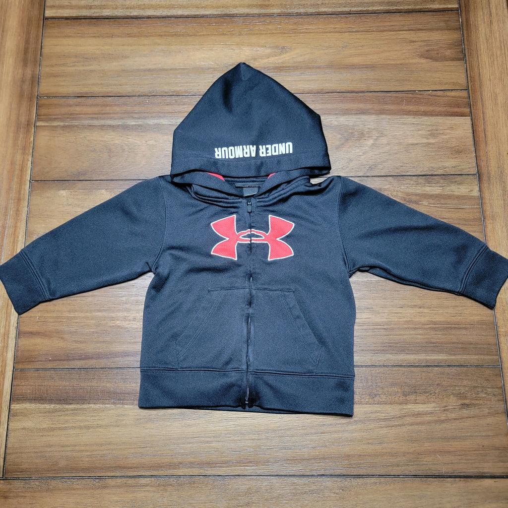 Under Armour Infant Full Zip Black Hooded Jacket - Size 24M