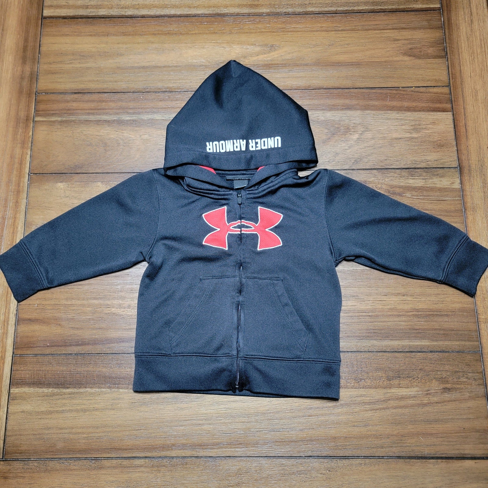 Under Armour Infant Full Zip Black Hooded Jacket - Size 24M