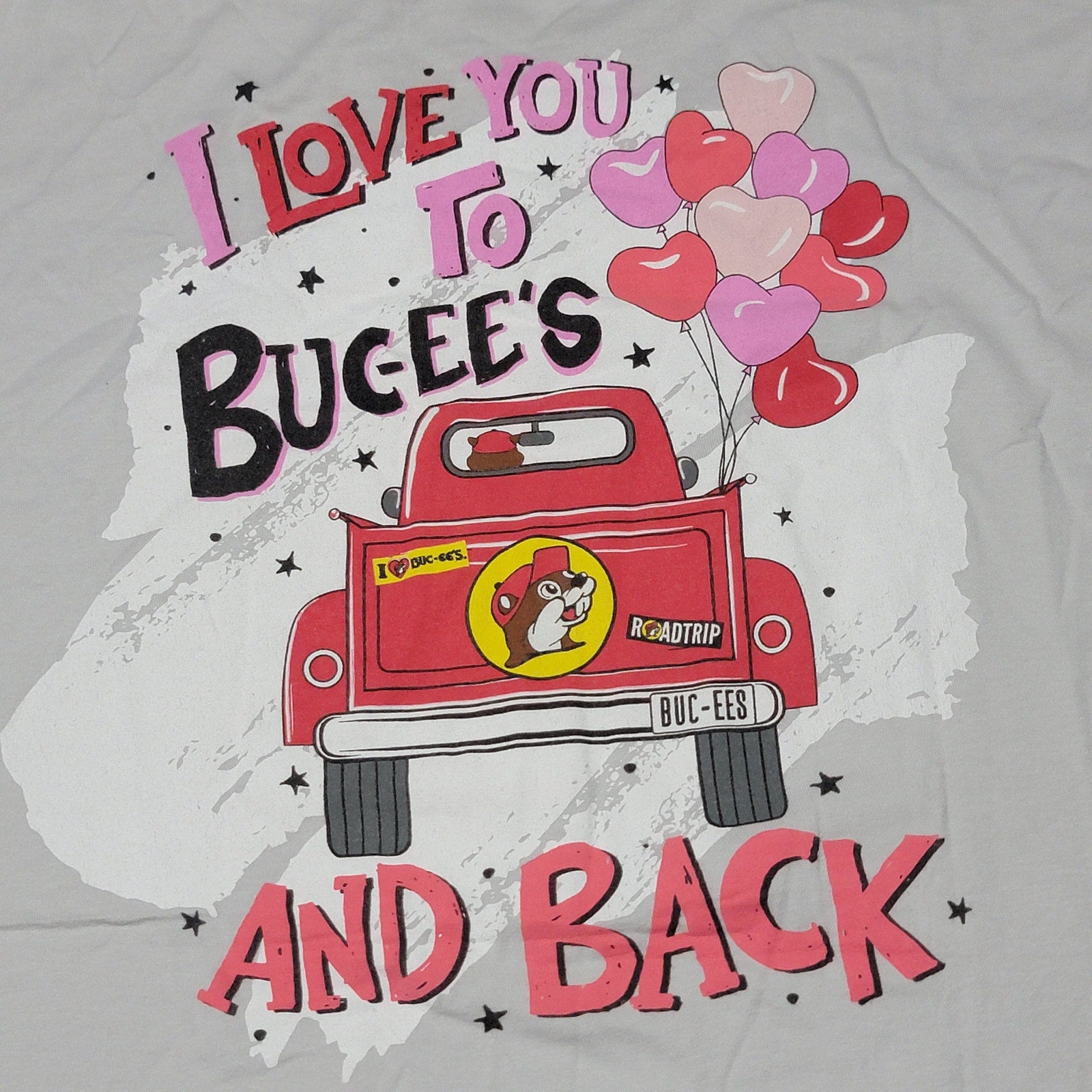 Buc-ee's Valentine's Day Grey Tee "I Love You To Buc-ee's And Back" - Size 2XL