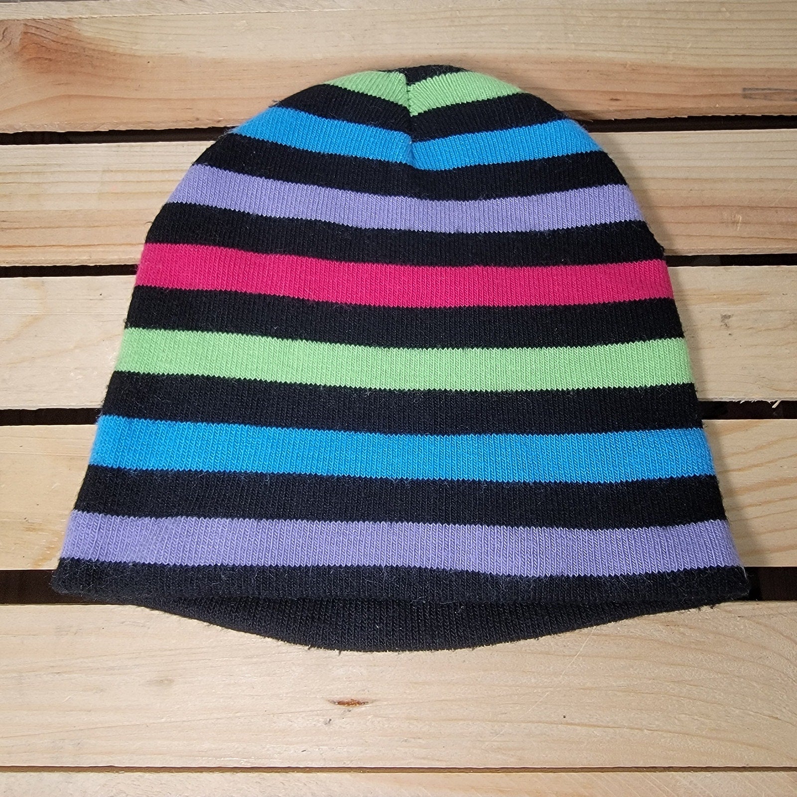 Multi-Color Stripe Knit Beanie w/ XIII Skull and Chaos Star Symbol