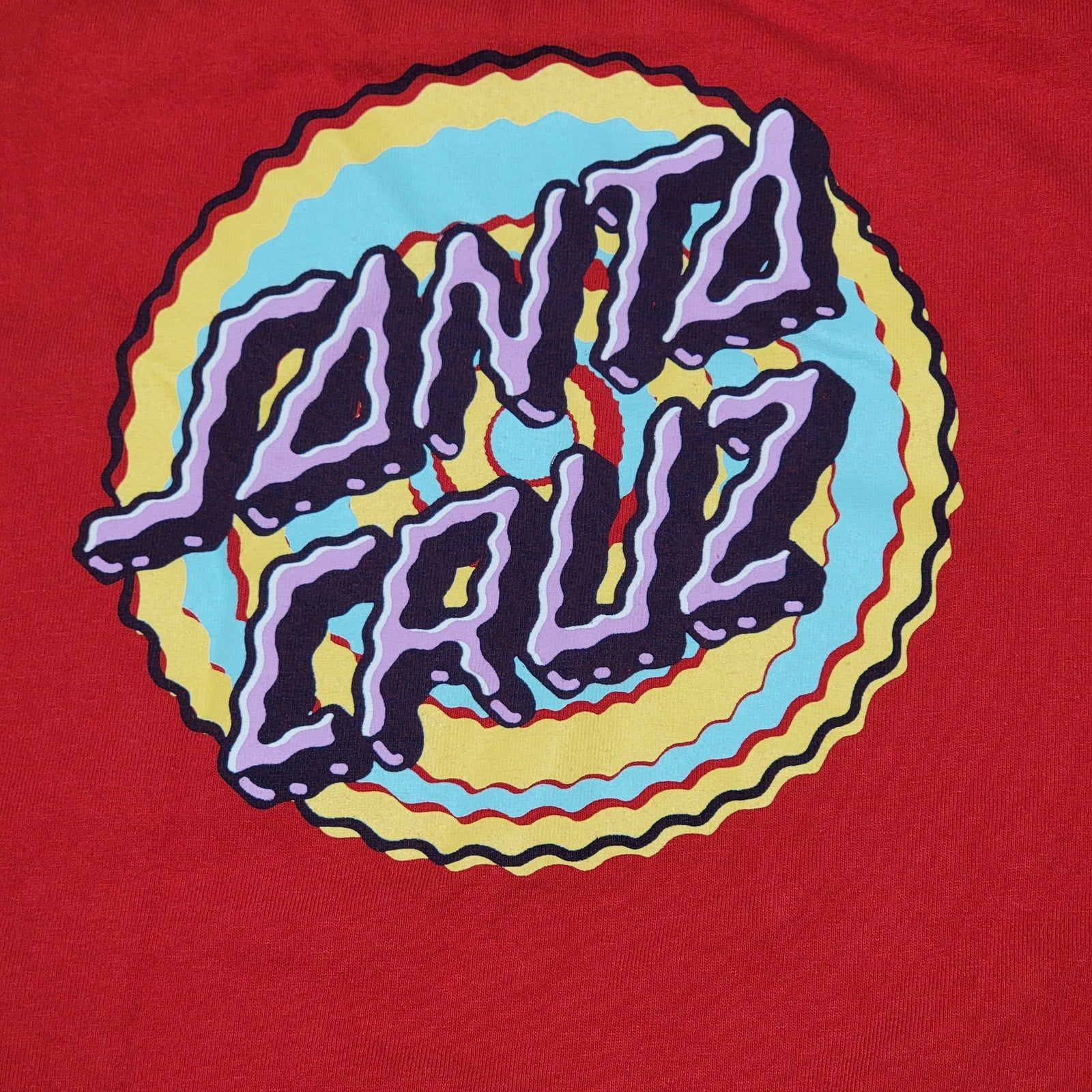 Santa Cruz Red LS Unisex Tee Shakey Logo - Size Medium