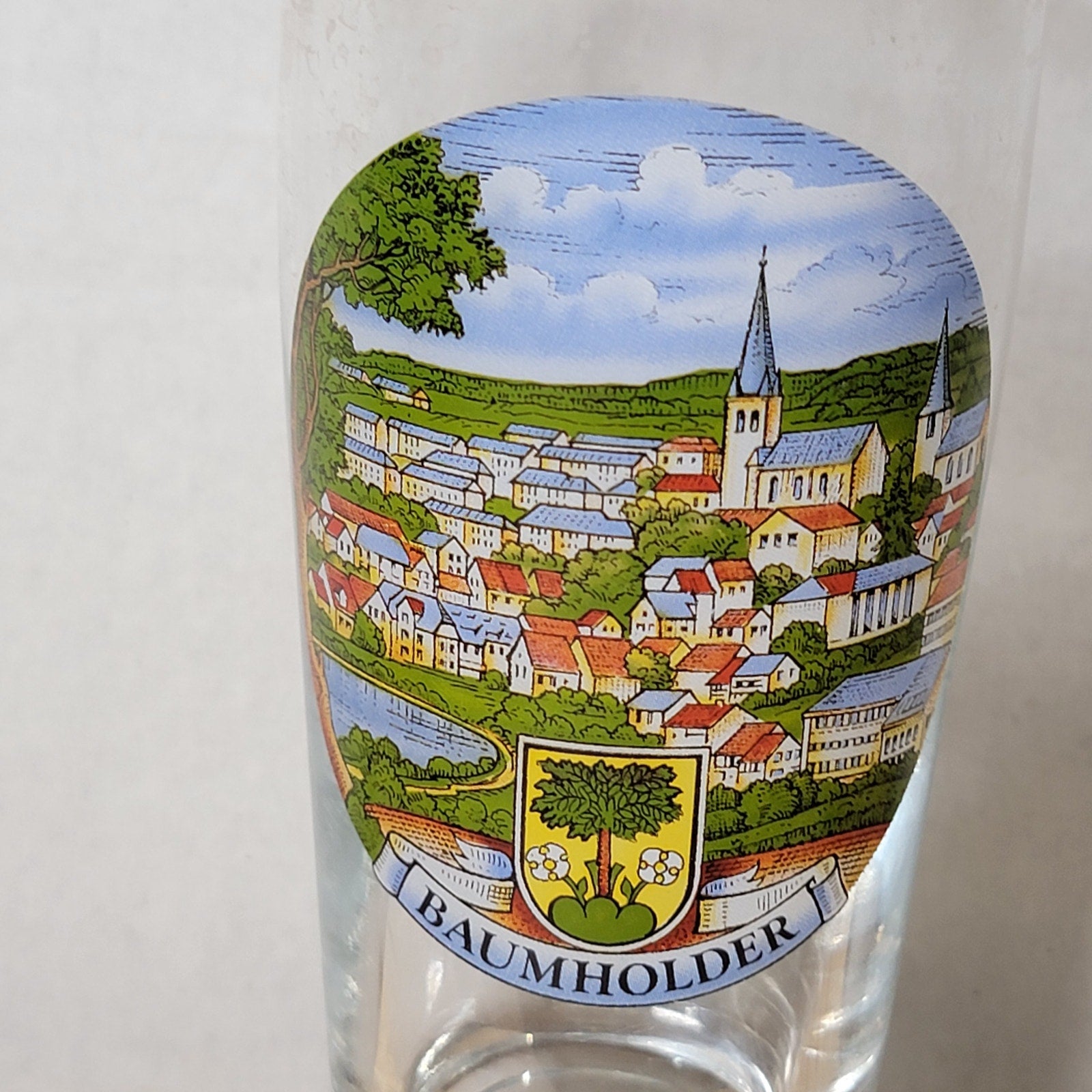 VINTAGE German Souvenir Beer Glass w/ Gold Rim "Baumholder"
