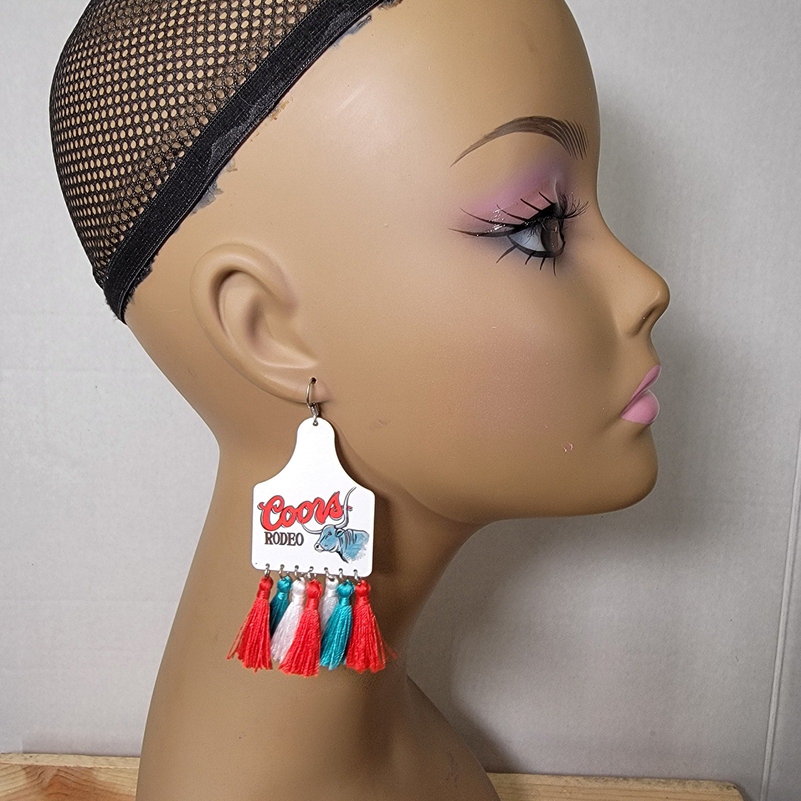 Coors Rodeo Paddle Earrings w/ Tassels
