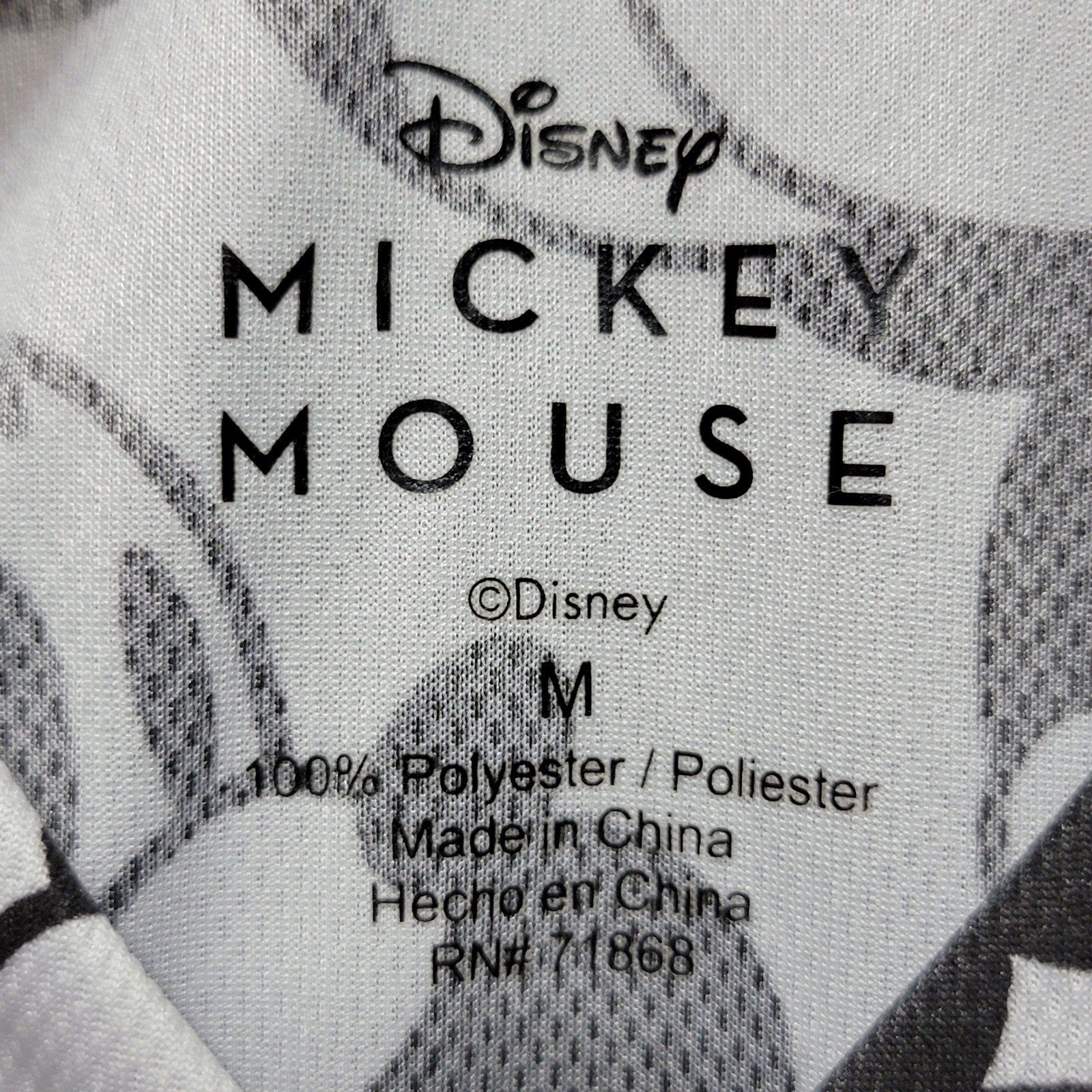 Disney Mickey Mouse B&W Button Up Jersey - Size Medium