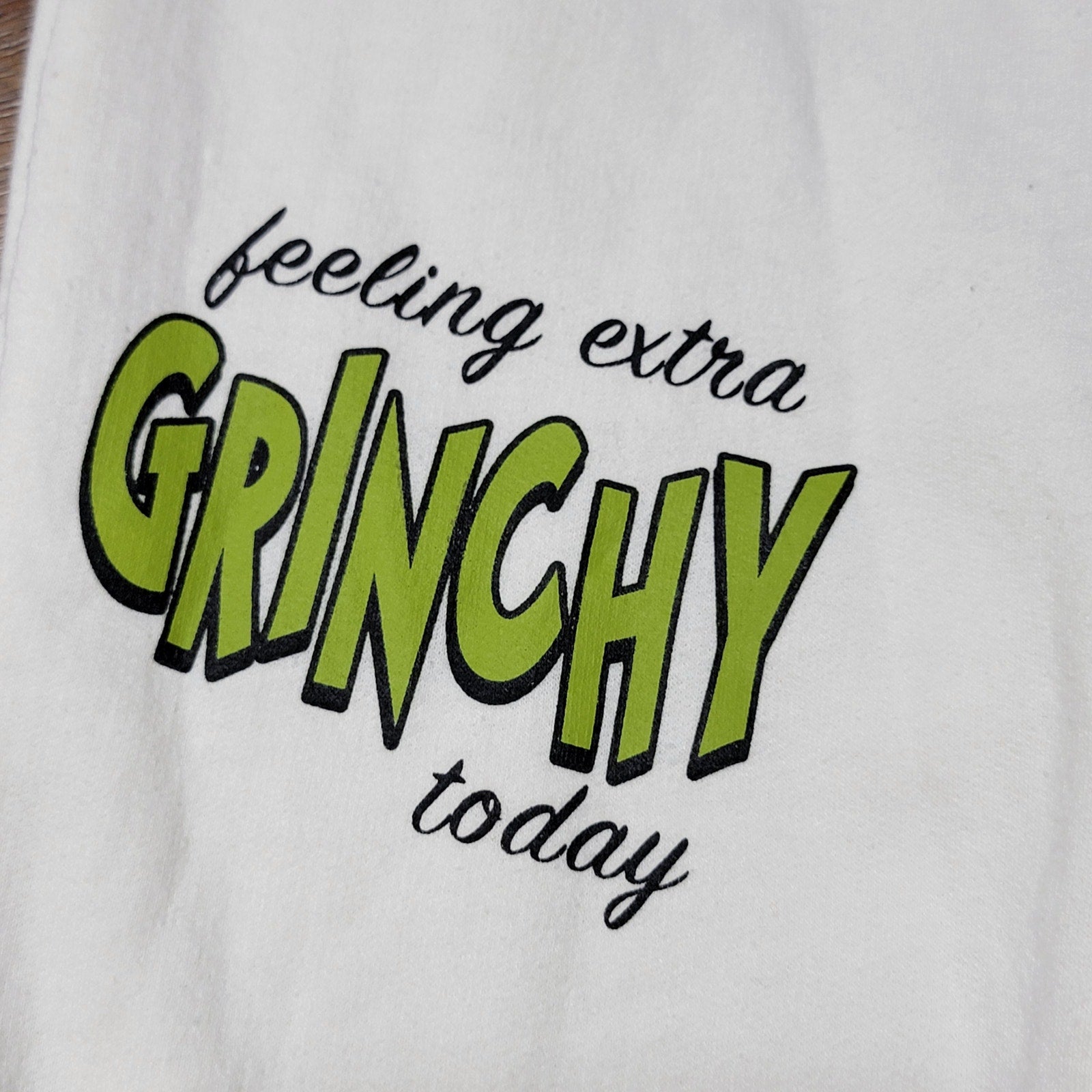 2 Pc The Grinch White Hooded Jogger Set "Feeling Extra Grinchy Today" - Size 5