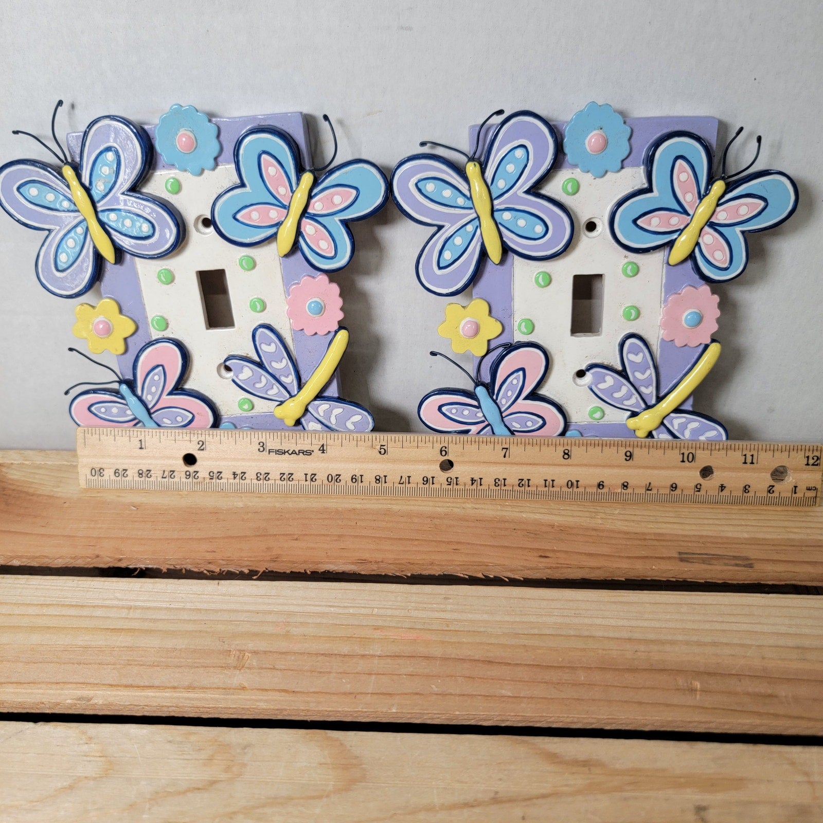 Set of 2 Pastel Colored Butterfly Single Switch Resin Plates