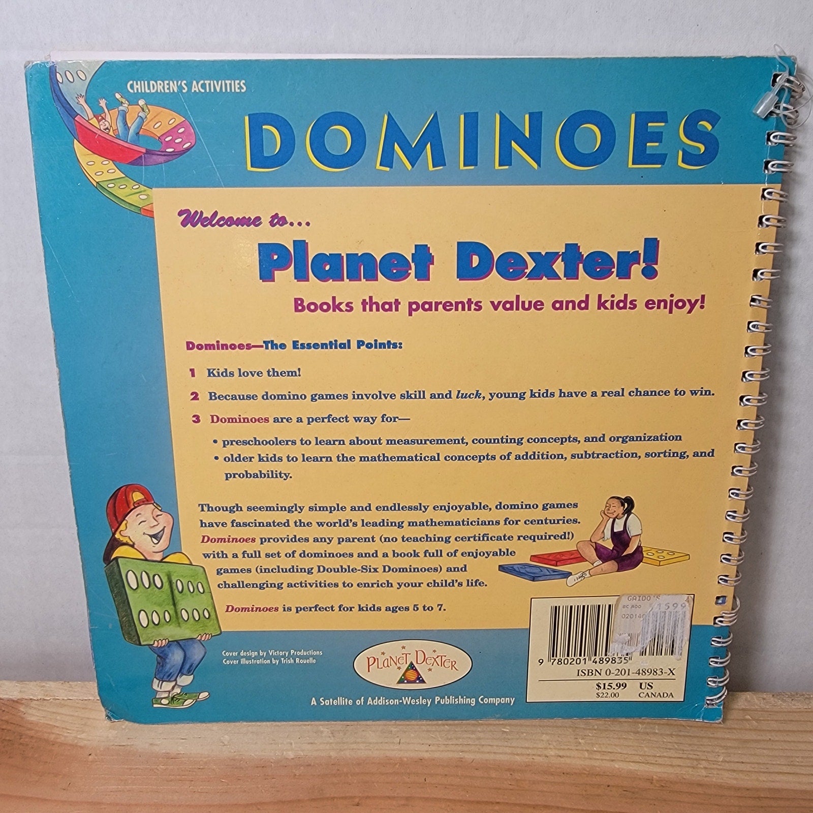 VINTAGE BOOK Dominoes, A Planet Dexter, Jr. Book (1996) (spiral bound)
