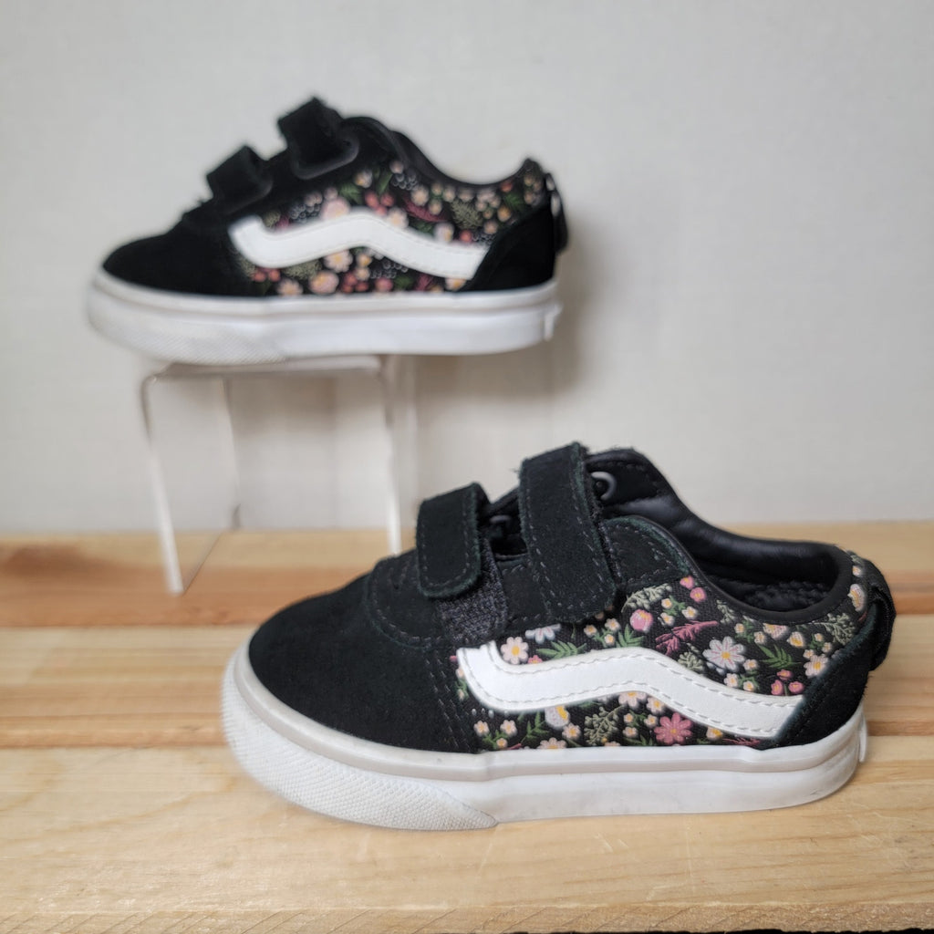VANS Ward V Toddler Fall Floral Black Shoes - Size Toddler 6