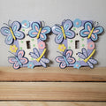 Set of 2 Pastel Colored Butterfly Single Switch Resin Plates