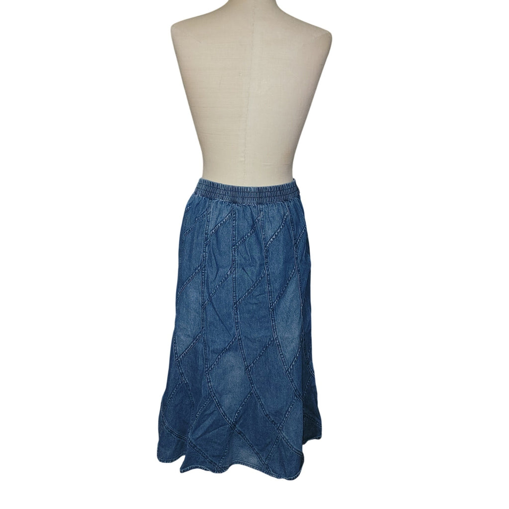 Studio West Thin Denim Maxi Flared Skirt - Size Small