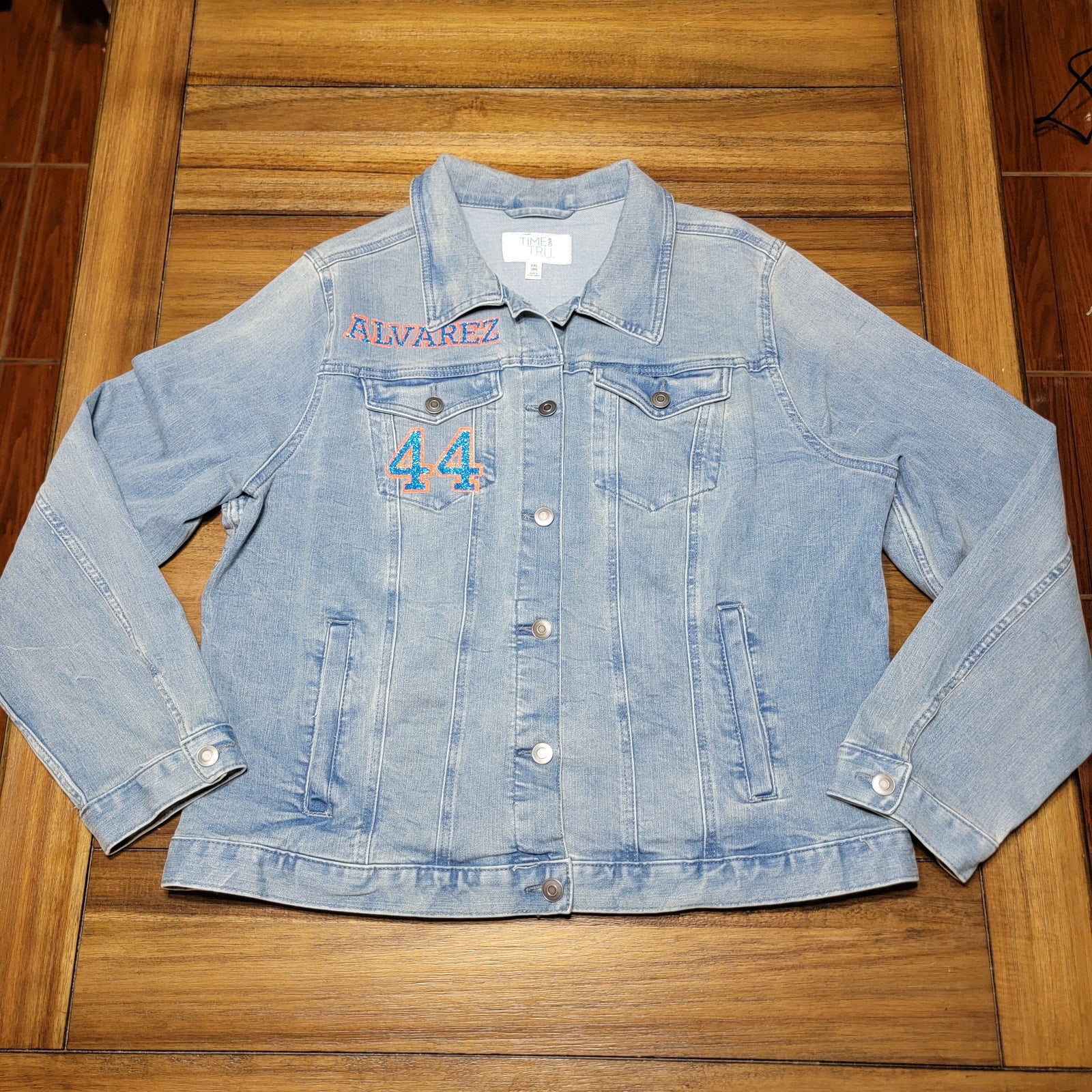 Custom Made Houston Astros Denim Jacket "Alvarez 44" Glitter - Size XXL NWT