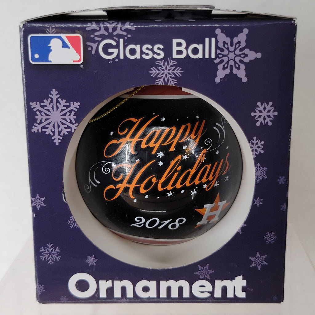 MLB Houston Astros Christmas Glass Ball Ornament "Happy Holiday 2018" - NEW