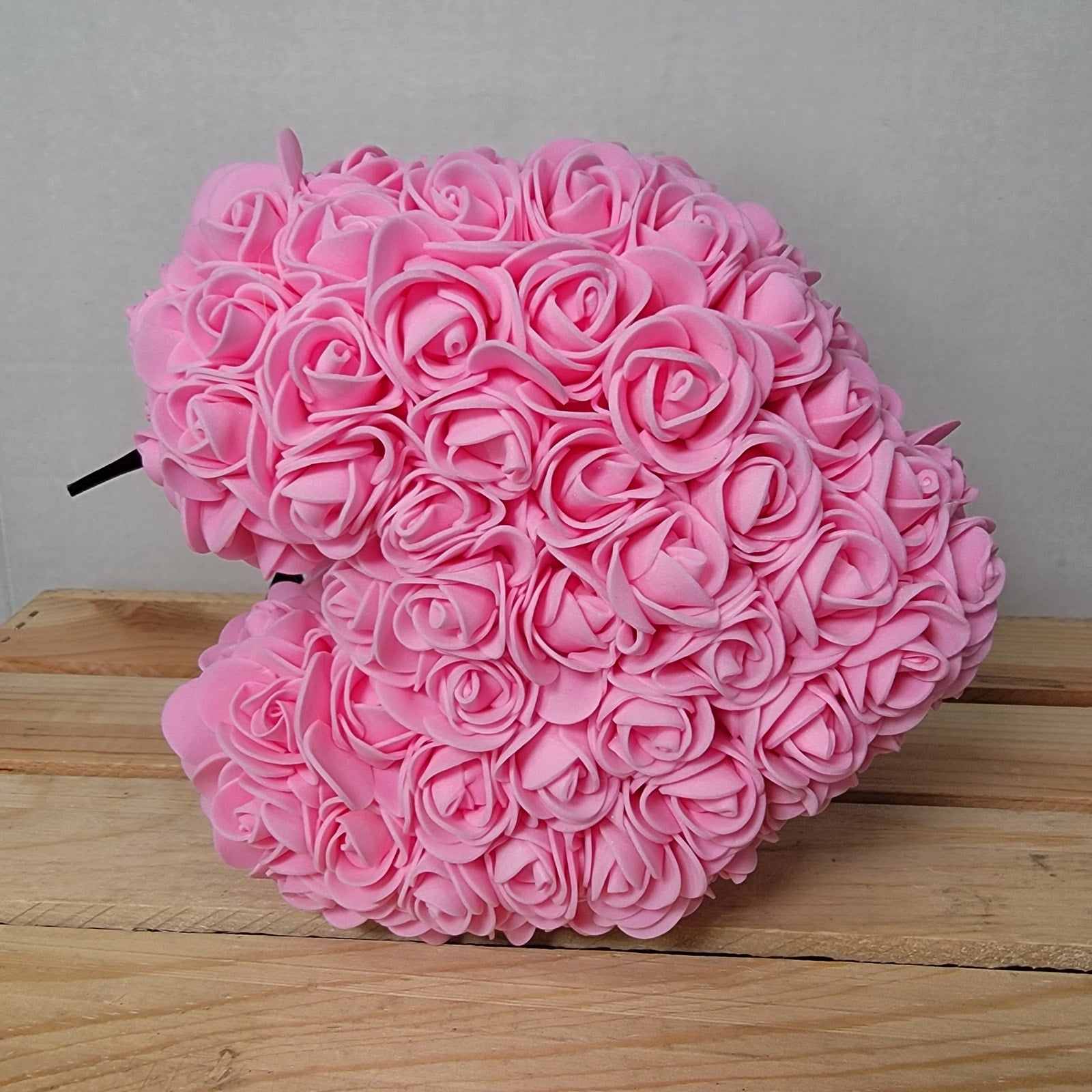 Pink Foam Rose Teddy Bear w/ "Just For You" Ribbon