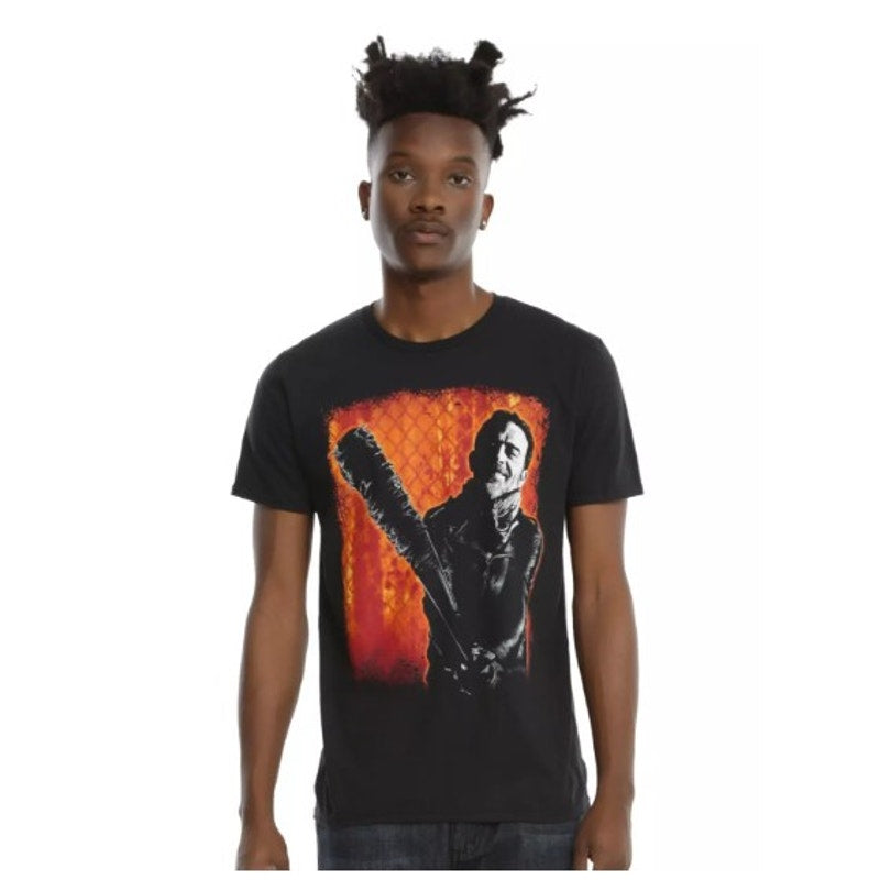 The Walking Dead Black Unisex Tee Negan Orange Background - Size Medium