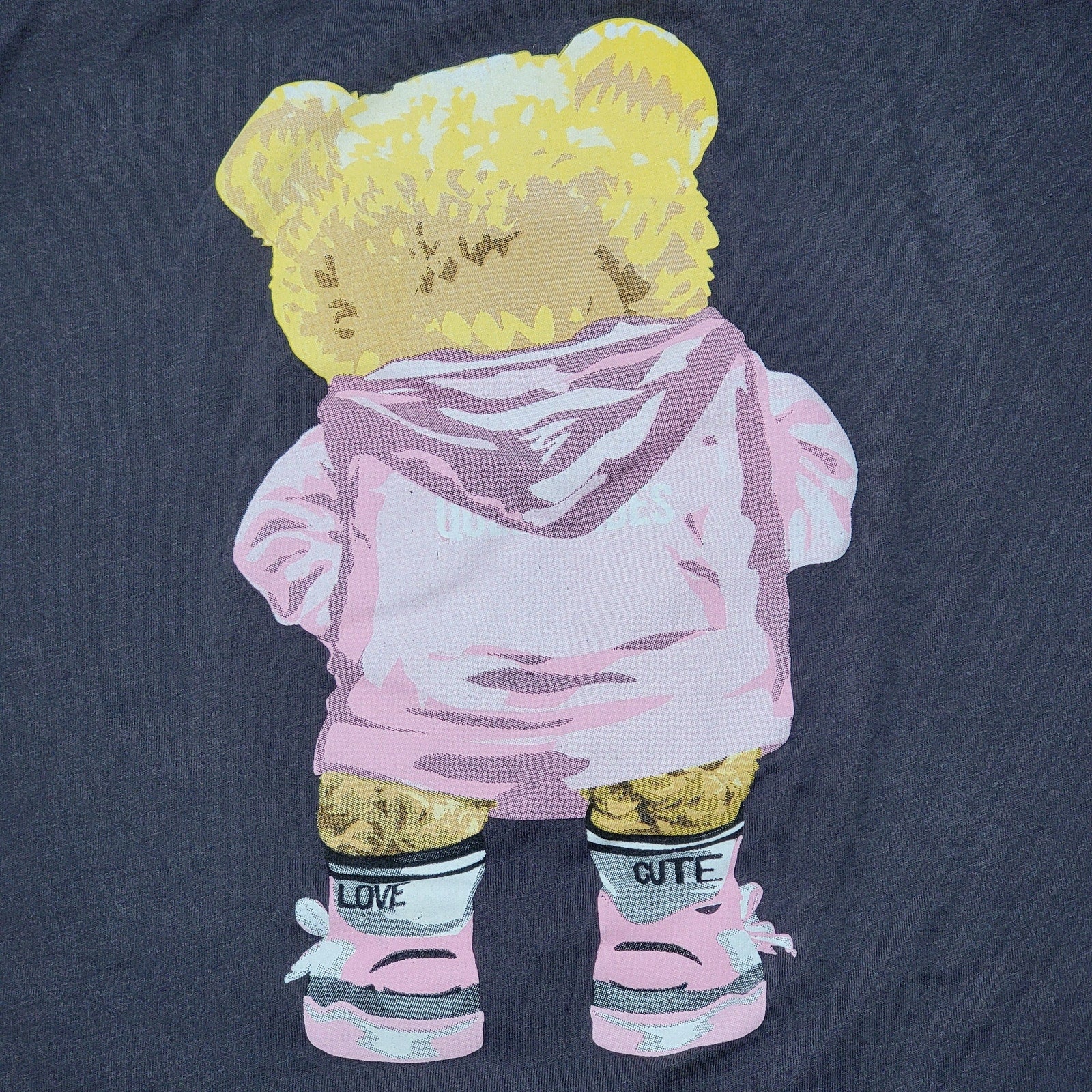 French Pastry Dark Grey Tee Hoodie Bear - Size Medium