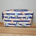 Bluey Blue & White Stripe Cosmetic Bag w/ All Over Characters & Zipper Closure