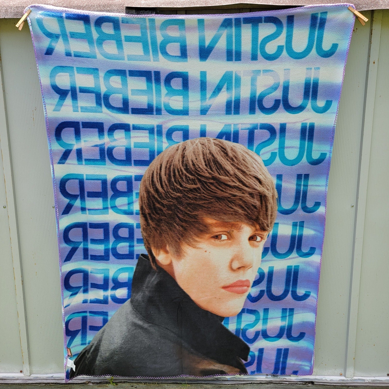 Bravado Justin Bieber Purple & White Stripe Lightweight Fleece Throw - 50" x 60"