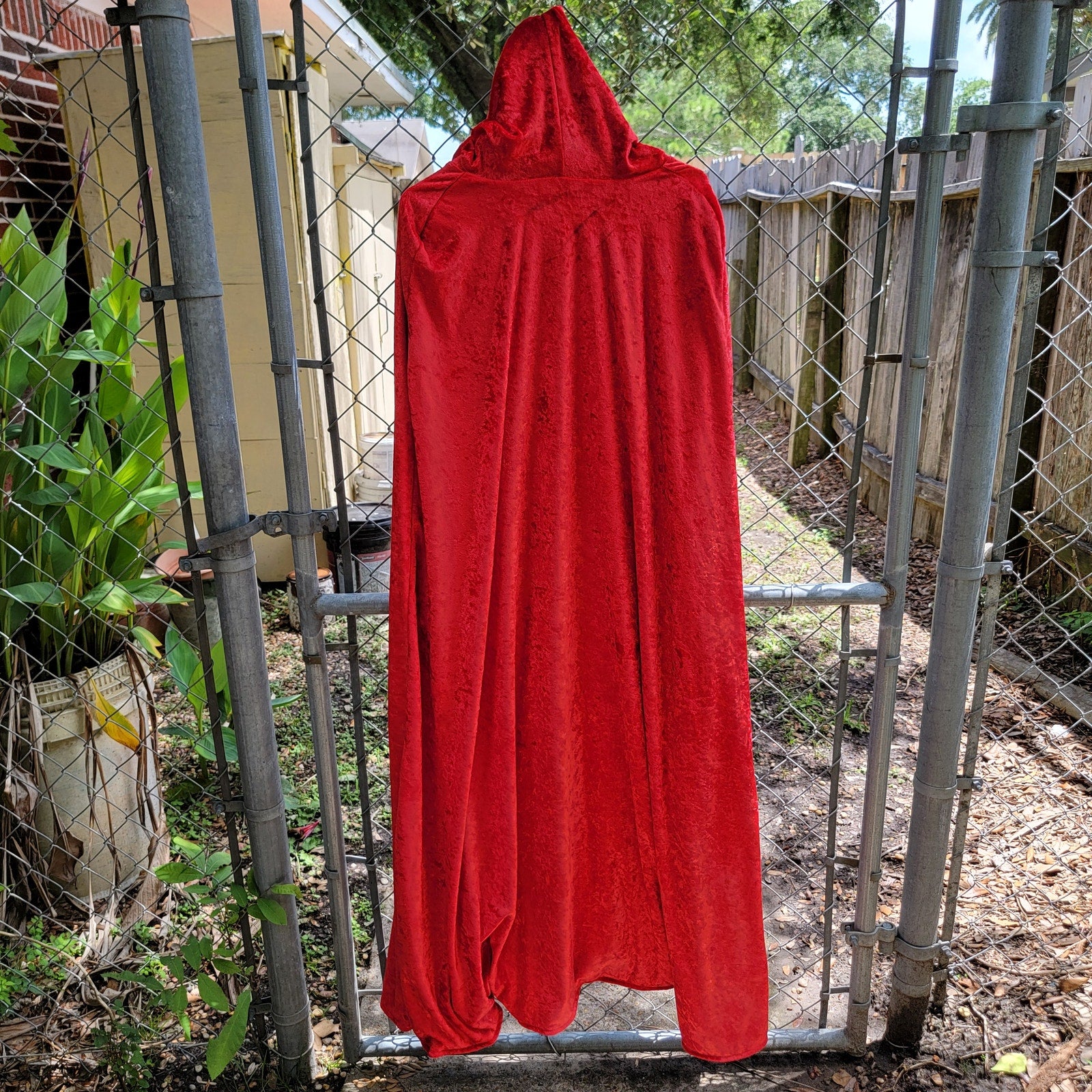 Unbranded Red / Black Reversable Velvet Hooded Long Cloak