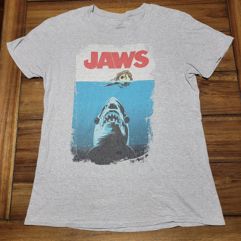 Pop! Tees Jaws Grey Unisex Tee Iconic Cover - Size Medium