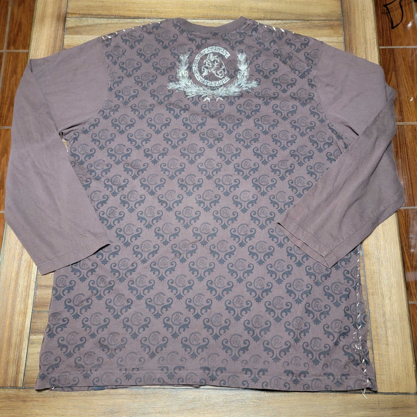 Cezer LS Brown Unisex Tee w/ Bling "Rich And Famous" - Size 3X