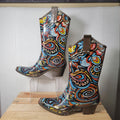 Rain Bops by Beehive Rain Boots Western Style w/ Paisley Pattern - Size 7
