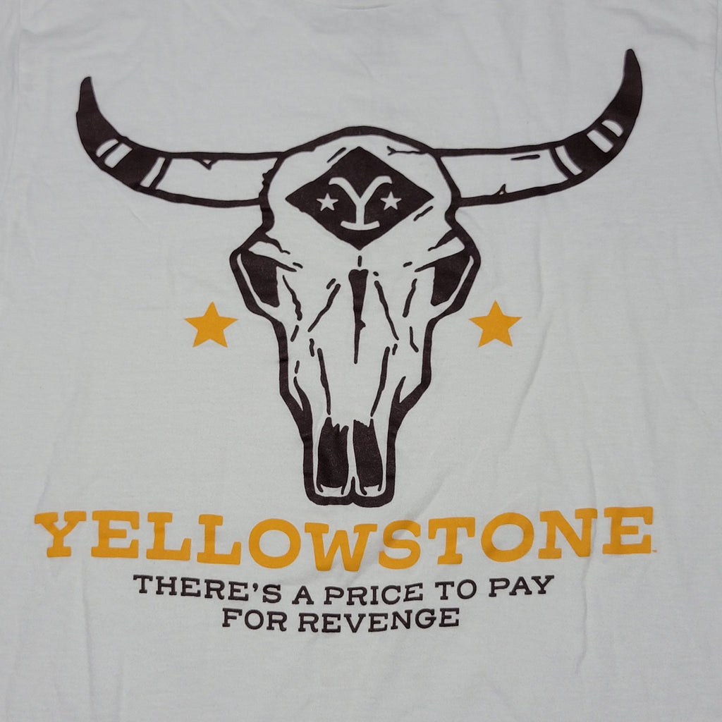 Yellowstone White Unisex Tee " There's A Price To Pay For Revenge" - Size Small
