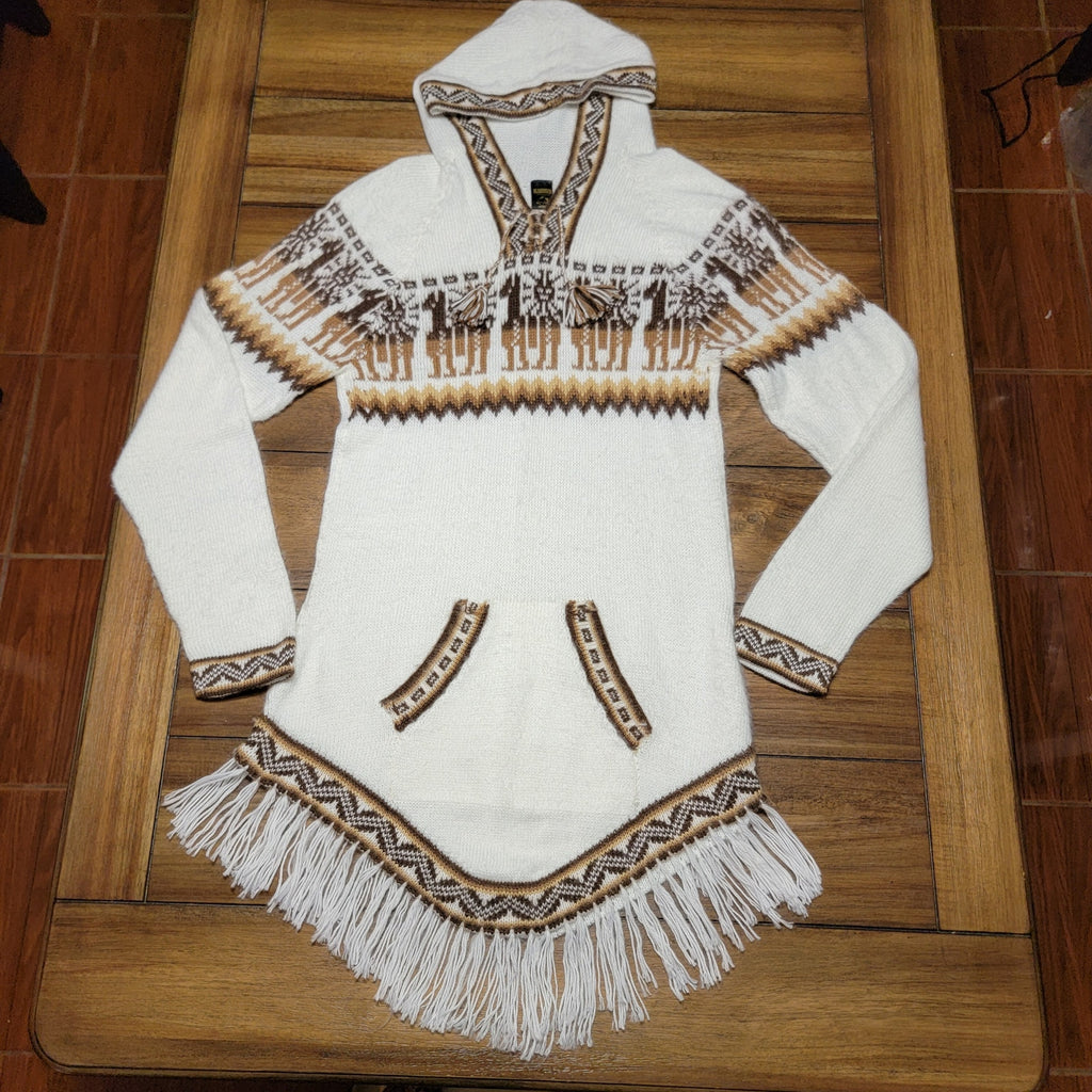 Kactus Long Pull Over Knitted Hooded Sweater 100% Alpaca Wool - Size XS