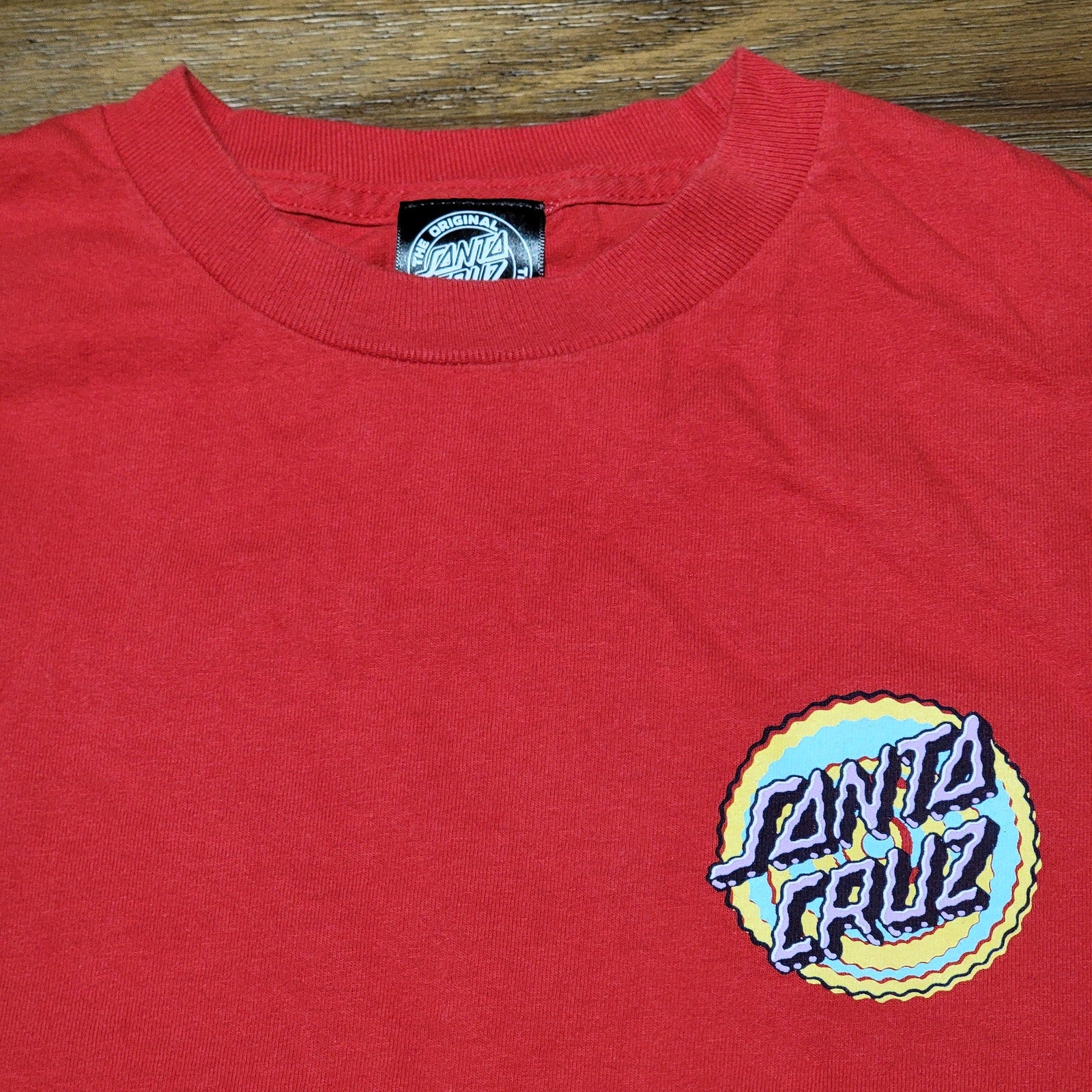 Santa Cruz Red LS Unisex Tee Shakey Logo - Size Medium