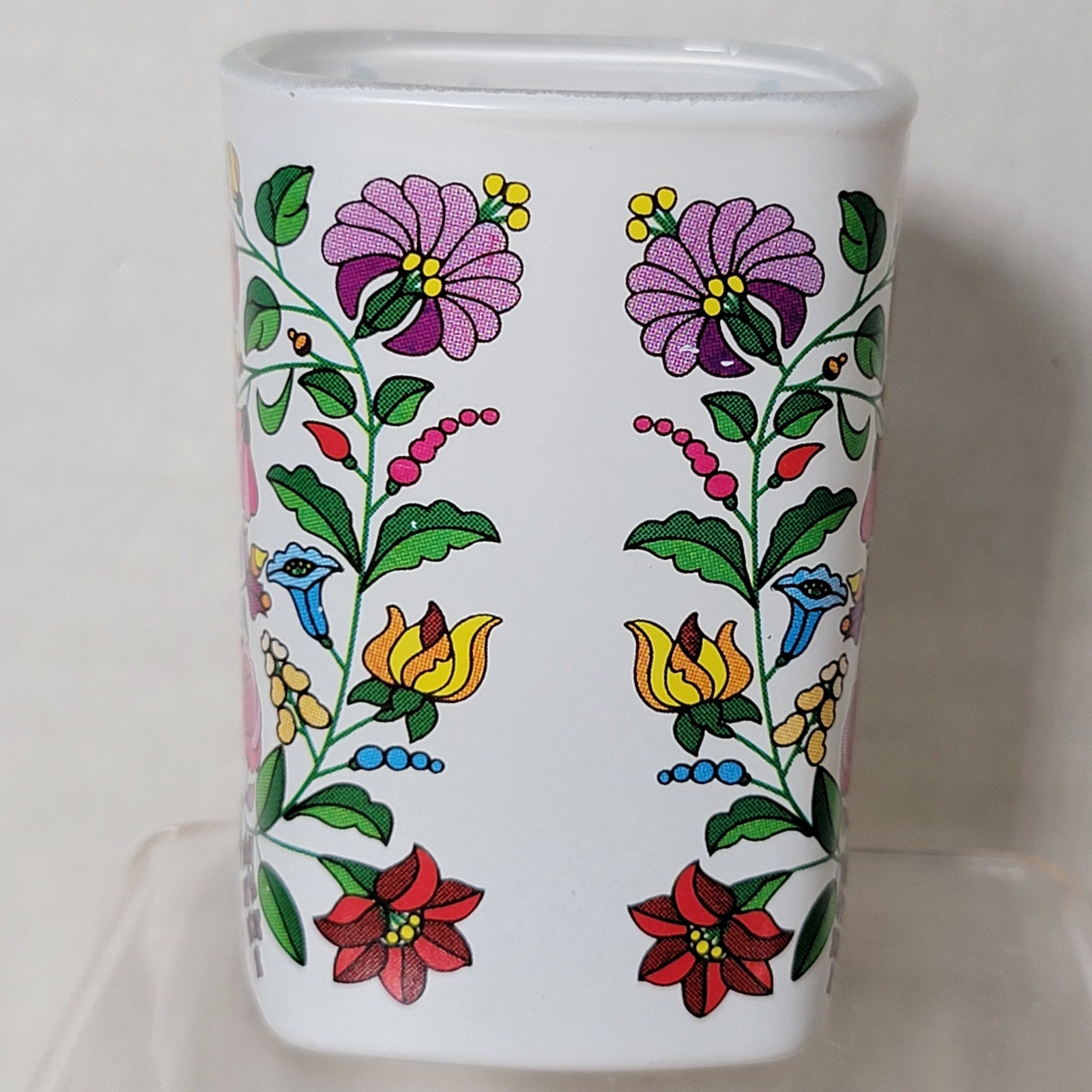 Square Shot Glass Budapest, Hungary w/ Flowers