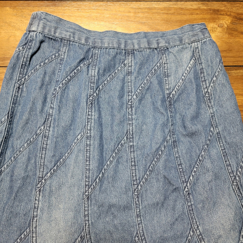 Studio West Thin Denim Maxi Flared Skirt - Size Small