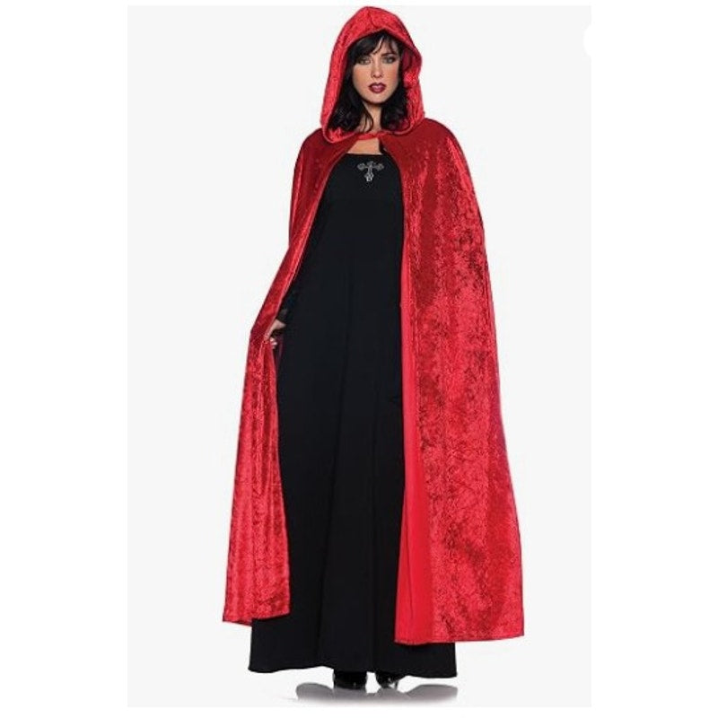 Unbranded Red / Black Reversable Velvet Hooded Long Cloak