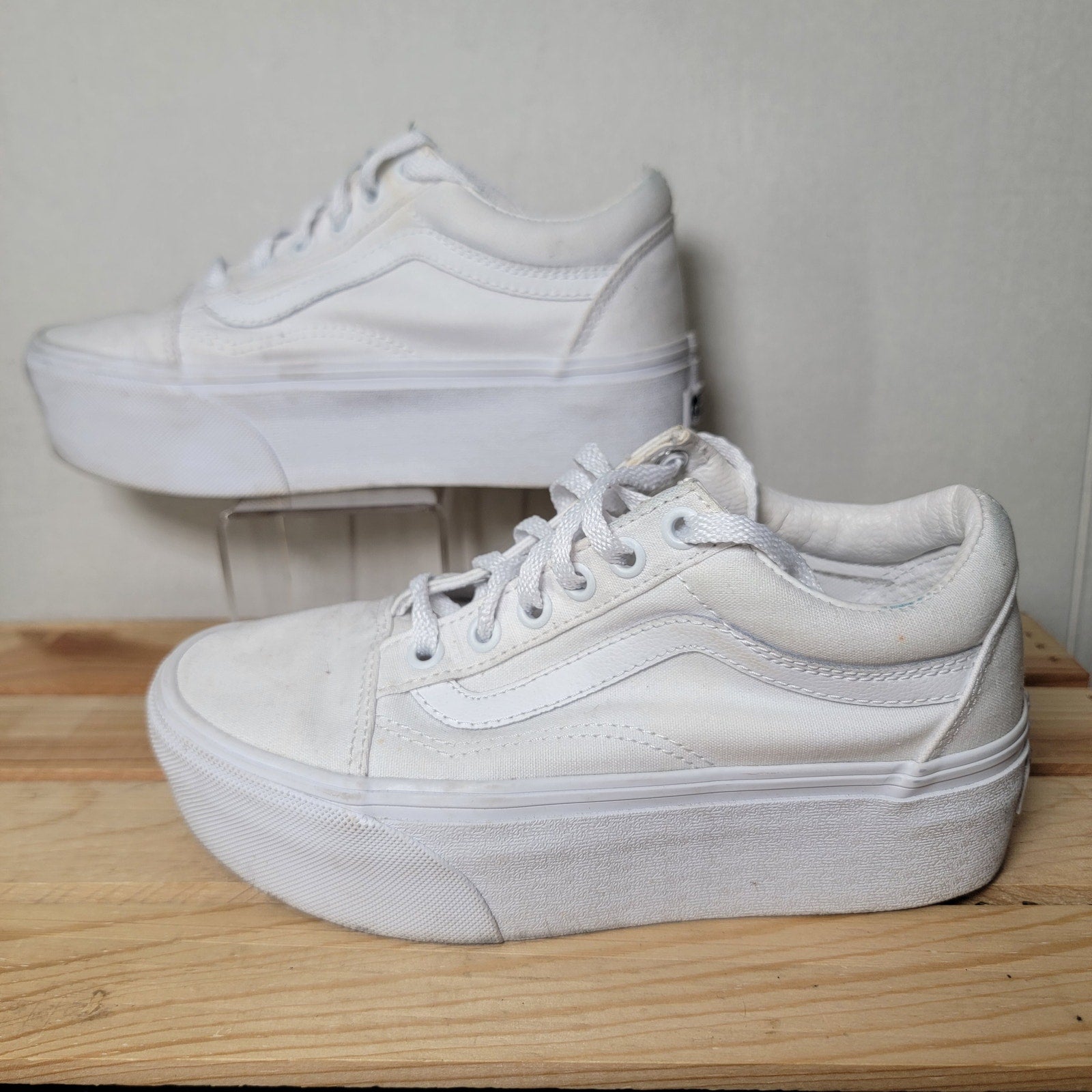 VANS Old Skool Stackform True White Sneakers - Size 4M / 5.5W