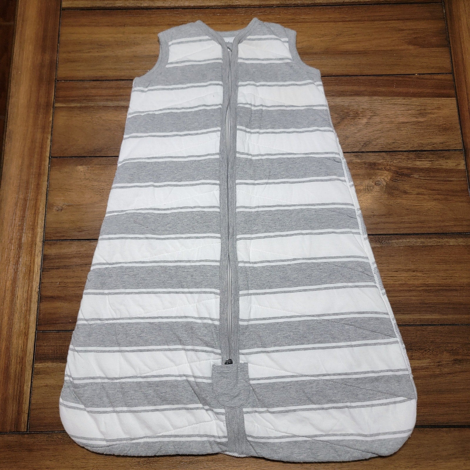 Burt's Bees Beekeeper White & Grey Stripe Full Zip Nap Sack - Size Medium