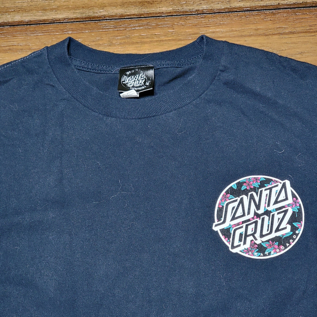 Santa Cruz Black LS Unisex Tee Plumeria Flowers - Size Medium