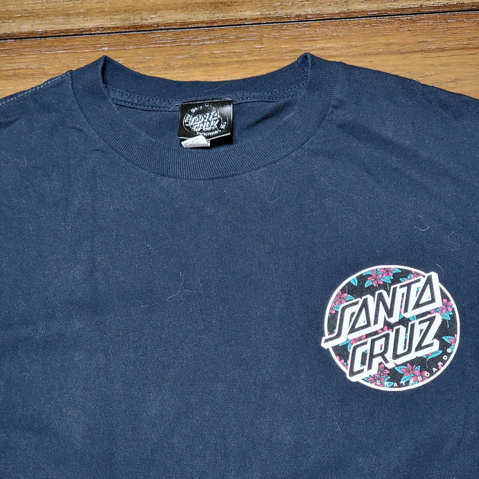Santa Cruz Black LS Unisex Tee Plumeria Flowers - Size Medium