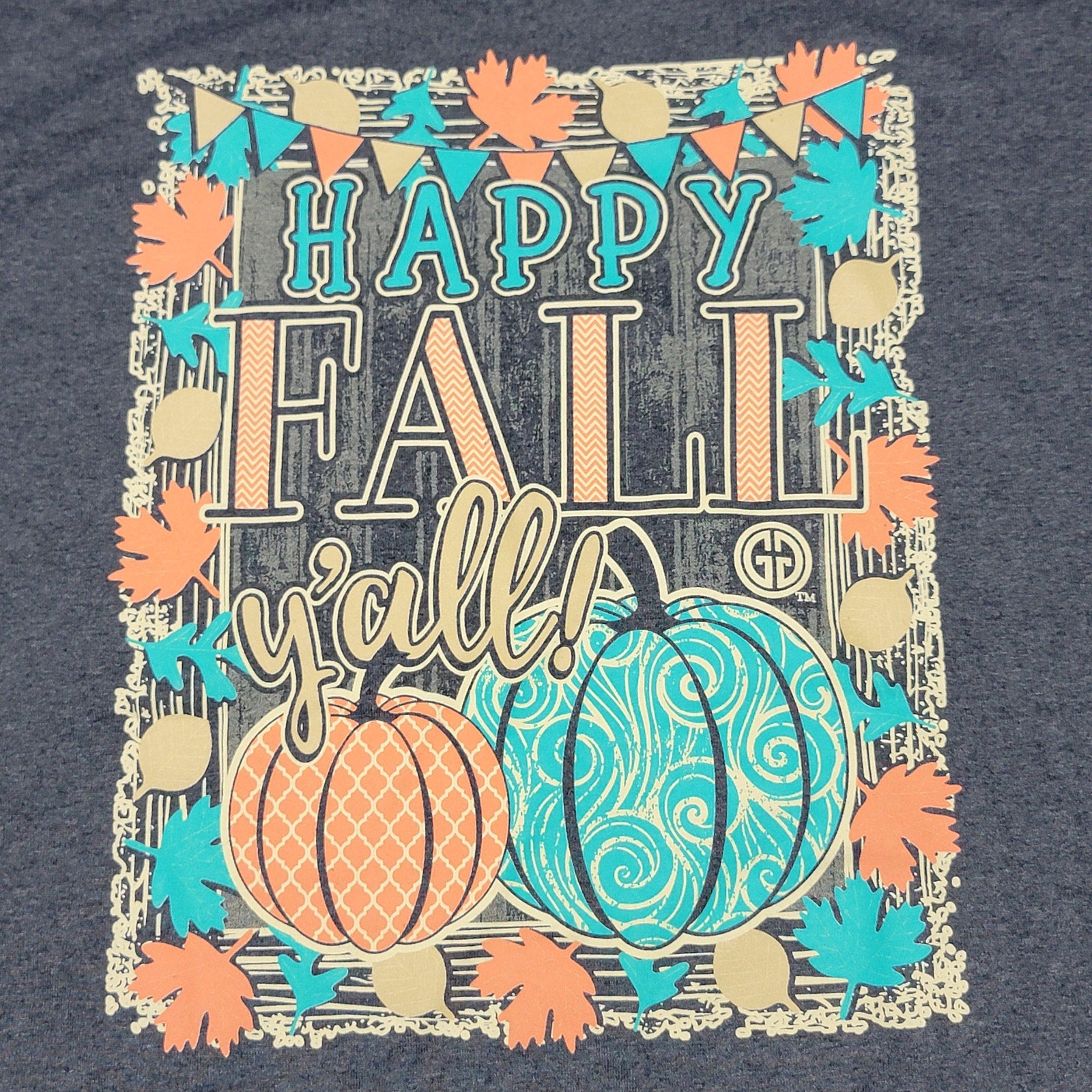 Girlie Girl Originals LS Grey Fall Tee "Happy Fall Y'all" - Size Large