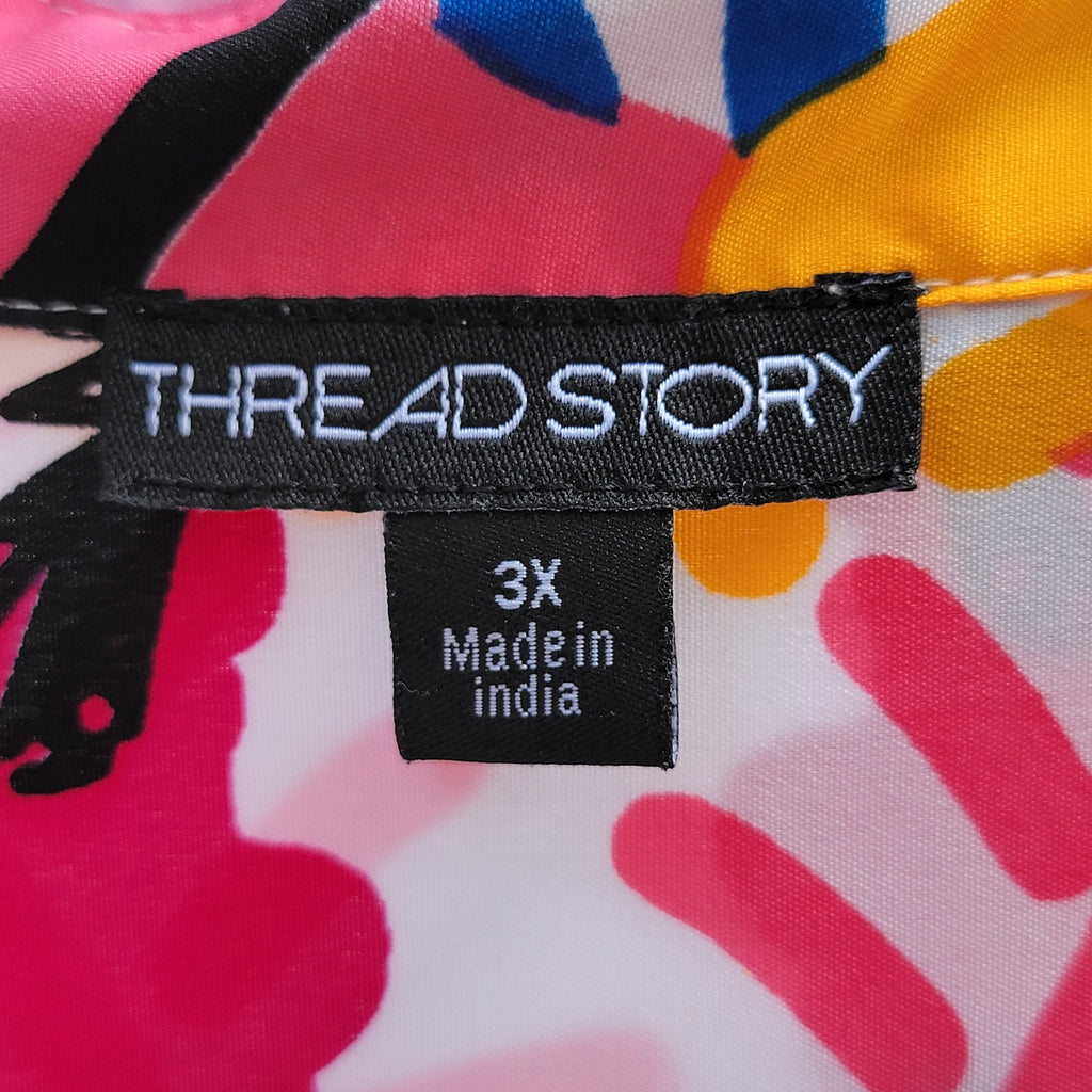 Thread Story Retro 80's Print Full Button Up Blouse - Size 3X