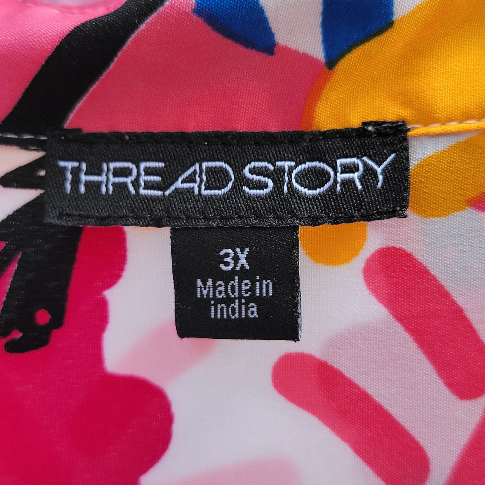 Thread Story Retro 80's Print Full Button Up Blouse - Size 3X