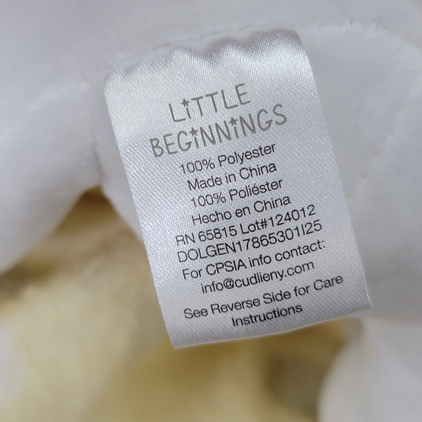 Little Beginnings White Puppy Plush & Yellow Dot Lovey - NWT