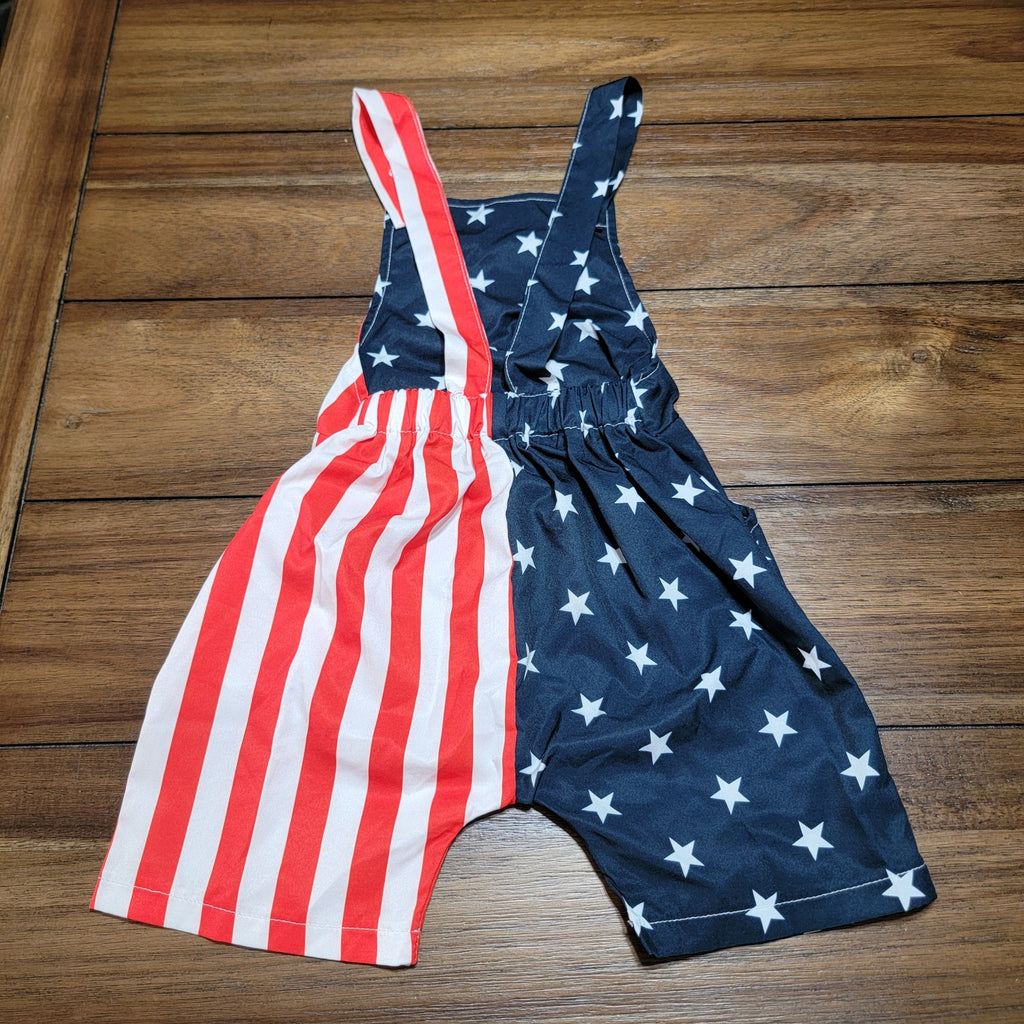 Star Spangled Infant Overall Shorts w/ Eagle - Size 18M