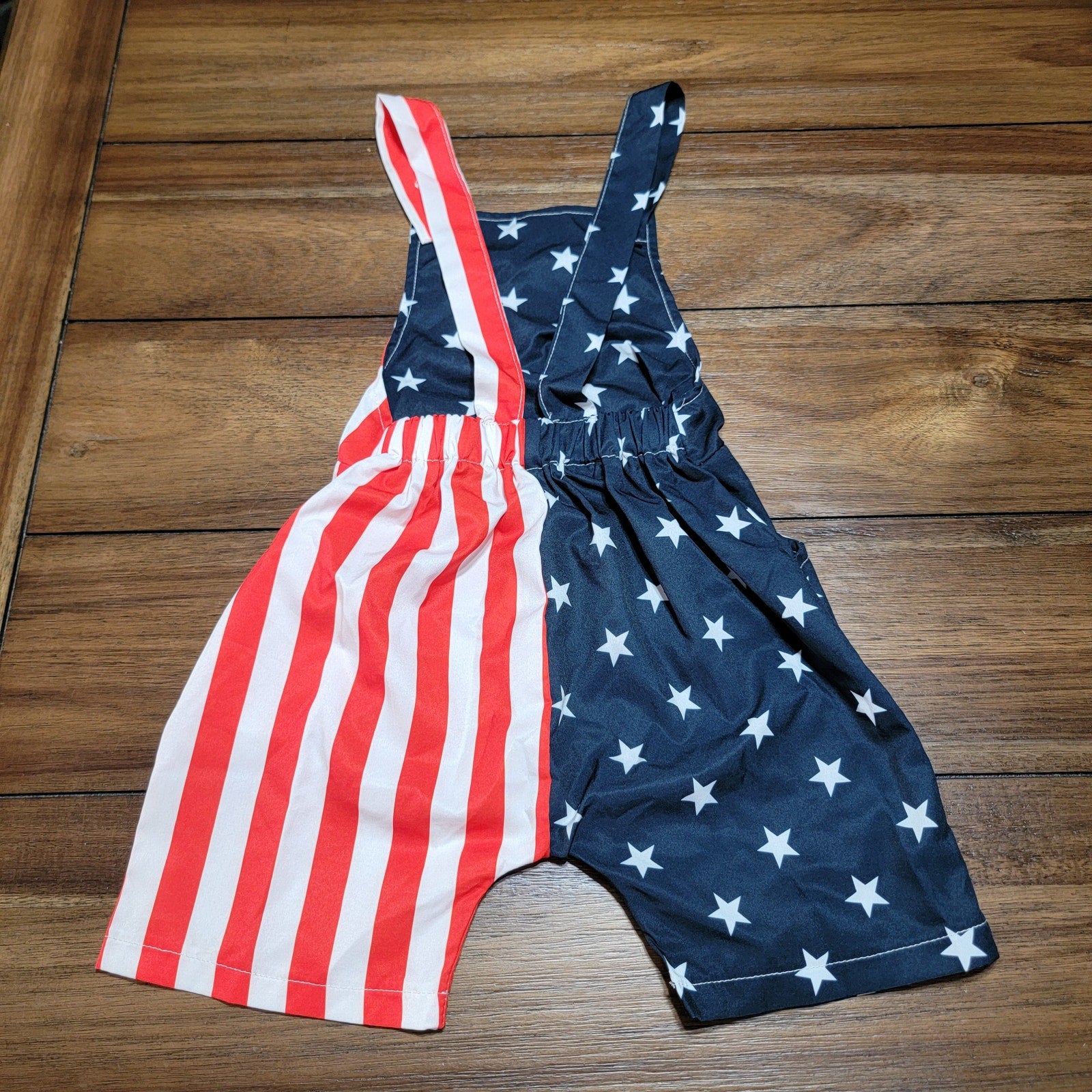 Star Spangled Infant Overall Shorts w/ Eagle - Size 18M
