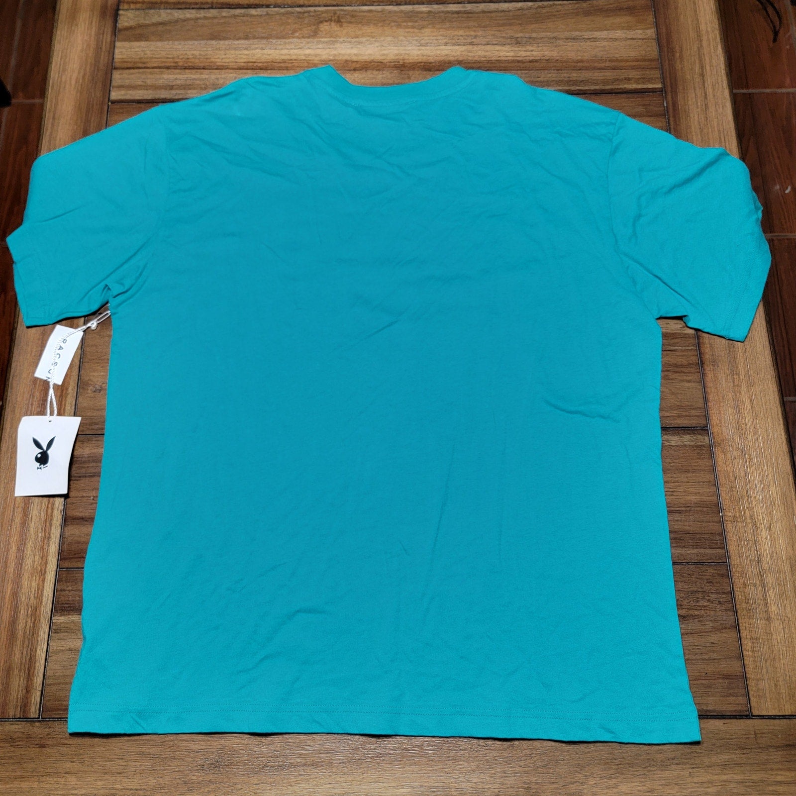 Playboy by Pacsun Teal Unisex Tee Yellow Wave Font - Size XL NWT