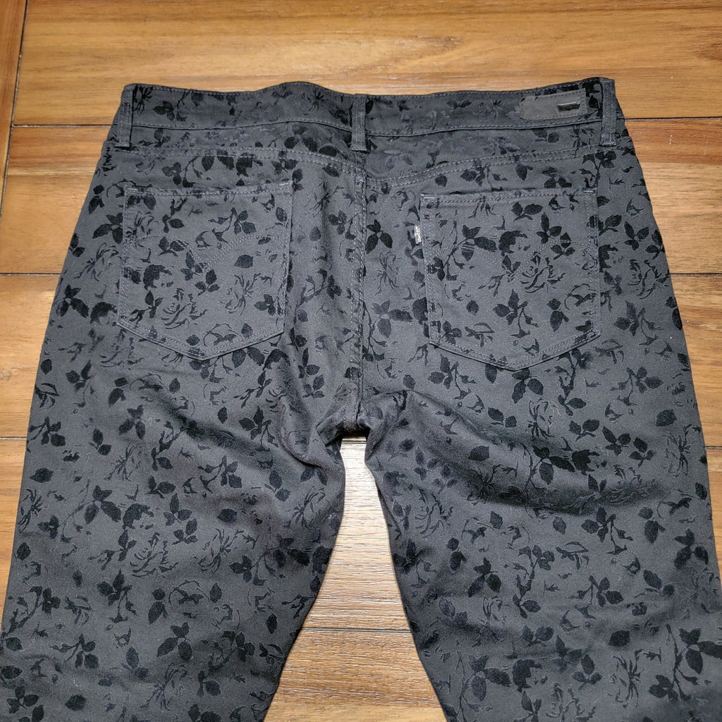 Levi's Black Modern Rise Skinny Pants w/ Felt Floral Pattern - Size 14/32