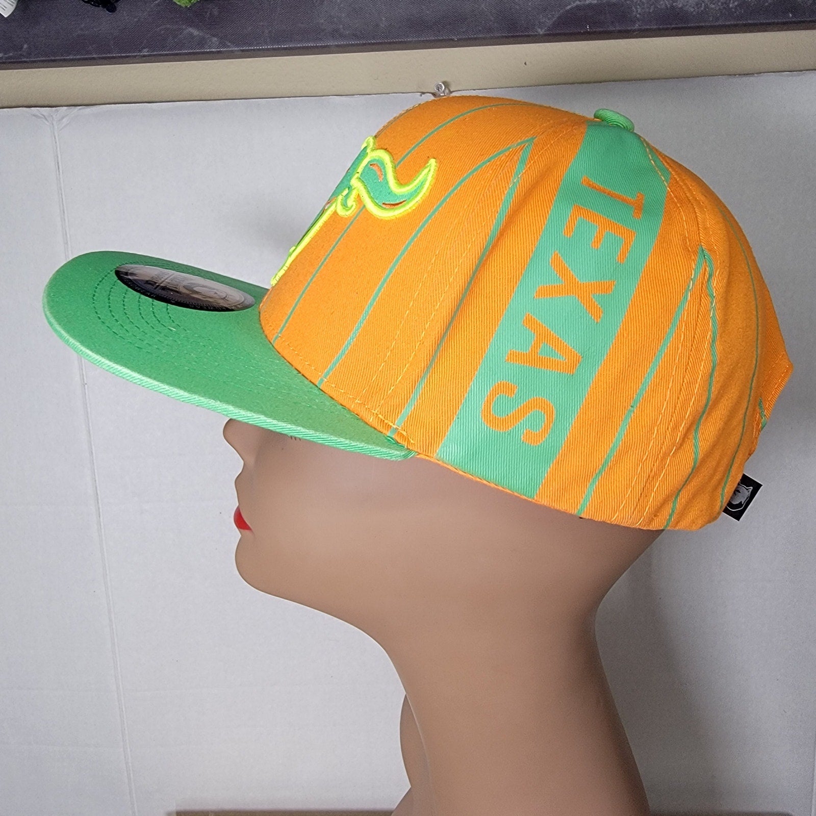 Pitbull Neon Orange & Green "Texas" Snapback Ballcap w/ Yellow Bull