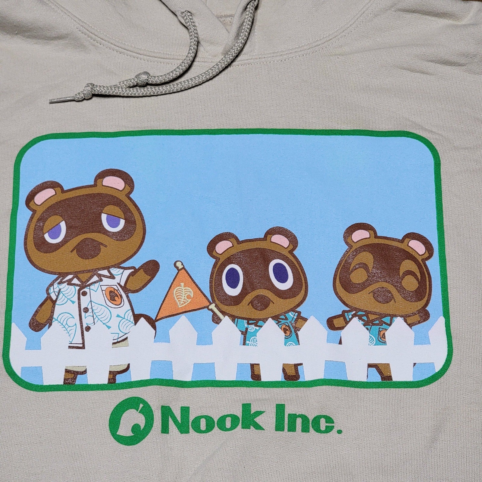 Animal Crossing LS Beige Unisex Hoodie "Nook, Inc. - Size Large