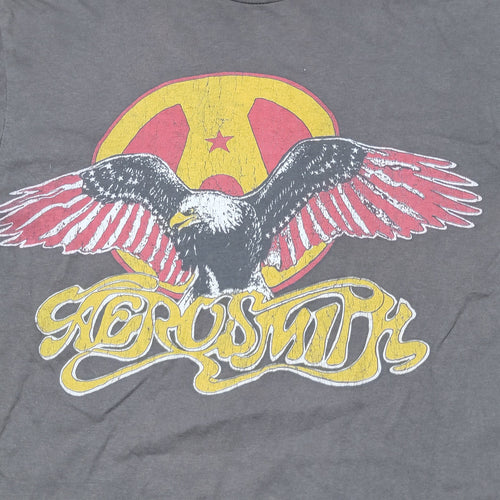 Aerosmith Grey Unisex Tee Eagle Logo - Size Medium