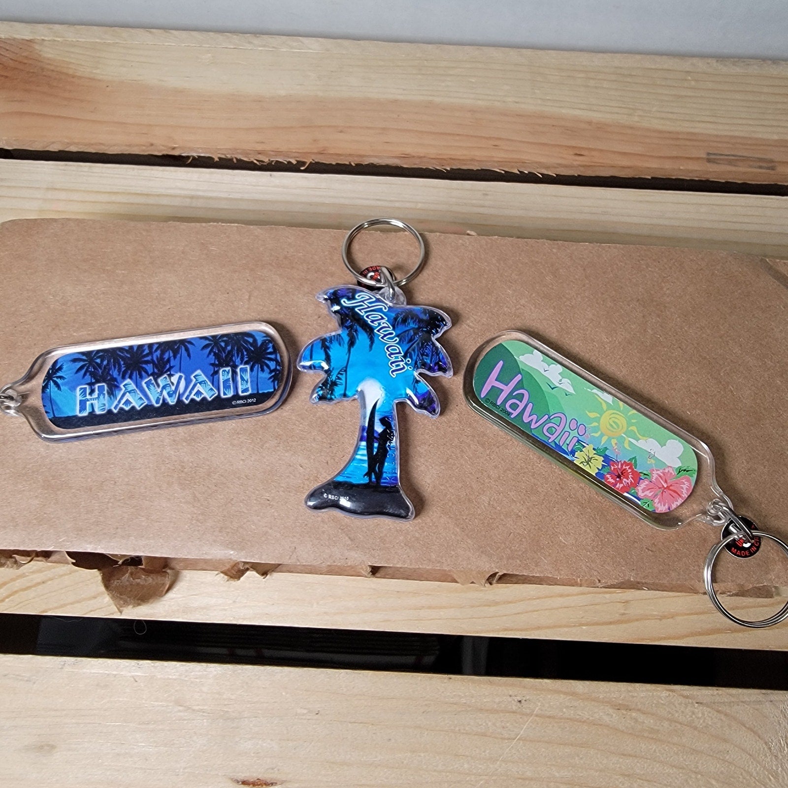 Set of 3 Hawaii Plastic Keychains